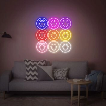 Smiley Gesichter LED-Neonschild für Wohnzimmer oder Kinderzimmer