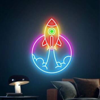 Rakete beim Start LED-Neonschild Wohnzimmer Kinderzimmer