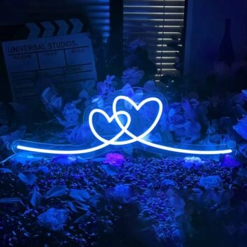 zwei ineinander verschlungene Herzen LED-Neonschild Hochzeit Schlafzimmer