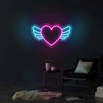 Herz mit Flügeln LED-Neonschild Wohnzimmer Schlafzimmer