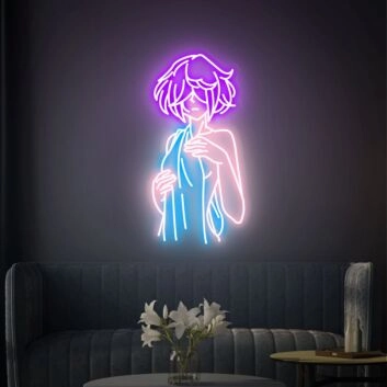 Anime Mädchen mit Handtuch LED-Neonschild Wohnzimmer Gamingzimmer