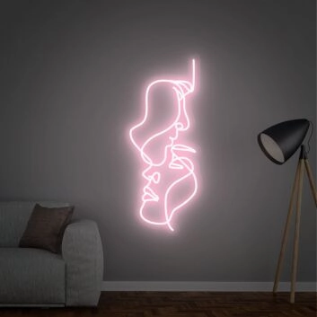 Kontur zweier Gesichter LED-Neonschild Wohnzimmer Schlafzimmer