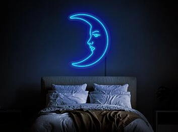 Elevate your ambiance: Crescent moon light Moon neon sign for enchanting home decor, lively parties, and romantic weddings.