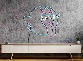 Geist mit herausgestreckter Zunge LED-Neonschild Wohnzimmer Gamingzimmer