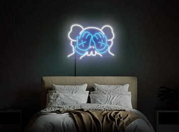 Totenkopf mit bedeckten Augen LED-Neonschild Schlafzimmer Wohnzimmer