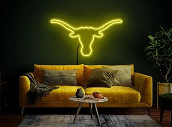 Langhornschädel LED-Neonschild Wohnzimmer Bar