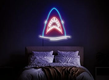 Hai mit geöffnetem Maul LED-Neonschild Schlafzimmer Wohnzimmer