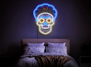 Porträt mit Rosenkranz LED-Neonschild für Schlafzimmer Wohnzimmer