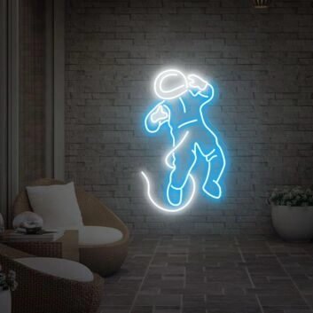 Astronaut im Weltraum LED-Neonschild für Wohnzimmer oder Gamingzimmer