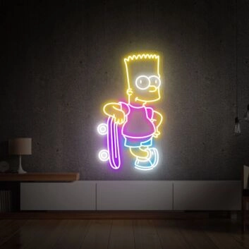 Comicfigur mit Skateboard LED-Neonschild Wohnzimmer Gamingzimmer