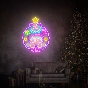 Weihnachtskranz mit Spielfigur LED-Neonschild Wohnzimmer Weihnachten