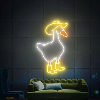 Gans mit Hut und Stiefeln LED-Neonschild für Wohnzimmer oder Bar