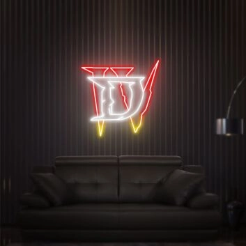 LED Neonschild DV im modernen Gaming Design
