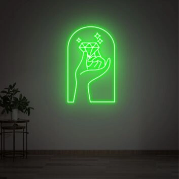 Hand mit Diamant LED-Neonschild Wohnzimmer Schmuckgeschäft
