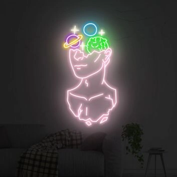 Neon Umriss einer antiken Büste LED-Neonschild für Wohnzimmer Kunstgalerie
