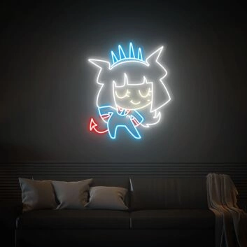 Chibi Teufelsfigur LED-Neonschild für Gamingzimmer oder Bar