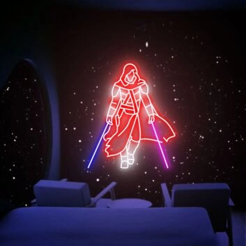 Elevate Your Space: Ideal for Home Theaters, Man Caves, and Sci-Fi Themed Parties -- Lightsaber Samurai Led Neon Sign Star Wars Wall Decor.