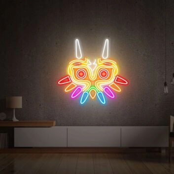 Add a Legendary Glow to Your Gaming Space, Bar, or Party with the Majora's Mask LED Neon Sign - Perfect for Zelda Fans and Event Decorations.
