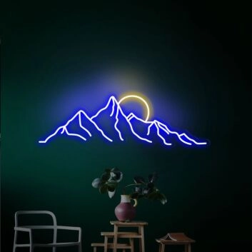 Berglandschaft mit Sonne LED-Neonschild Wohnzimmer Büro