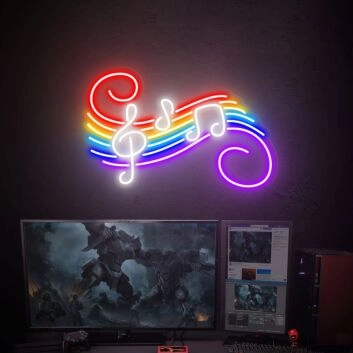 Musiknoten mit Notenschlüssel LED-Neonschild für Wohnzimmer Musikstudio