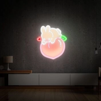 Hase auf Pfirsich LED-Neonschild Wohnzimmer Kinderzimmer