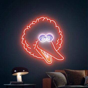Vogelkopf mit Locken LED-Neonschild Wohnzimmer Kinderzimmer