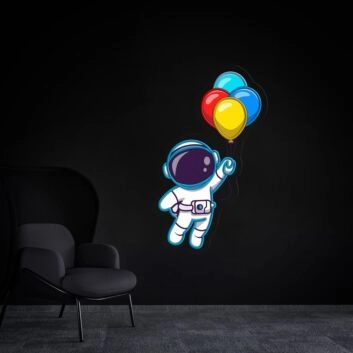Astronaut mit Luftballons LED-Neonschild für Kinderzimmer oder Wohnzimmer