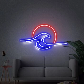Meereswelle mit Sonne LED-Neonschild Wohnzimmer Bar