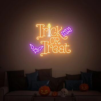 Trick or Treat LED-Neonschild für Halloween Wohnzimmer