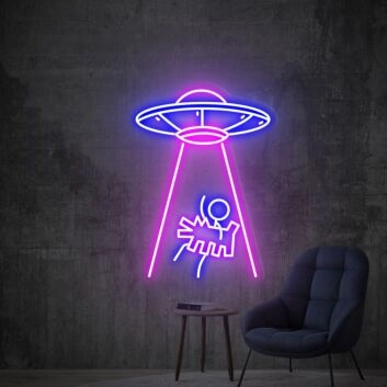 Bring the Extraterrestrial Vibe to Your Spaces with Ufo Led Neon Signs - Perfect for Bedroom Ambience, Party Walls, and Novelty Office or Bar Decor.