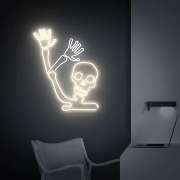 Skelett mit erhobenen Händen LED-Neonschild für Bar und Wohnzimmer