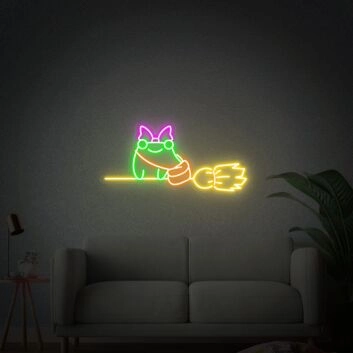 Brighten Up Your Space: Wizard Frog Led Neon Sign for Enchanting Home, Office, Store Decor, and Glorious Bar or Wedding Ambiance