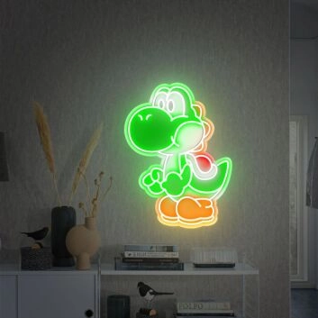 grüner Dinosaurier Charakter LED-Neonschild für Kinderzimmer Gamingraum