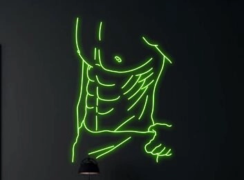 Muskulöser männlicher Oberkörper LED-Neonschild für Fitnessstudio oder Wohnzimmer