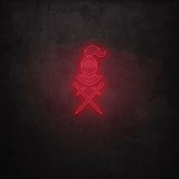 Ritterhelm mit gekreuzten Schwertern LED-Neonschild Gaming Bar