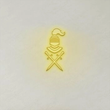 Ritterhelm mit gekreuzten Schwertern LED-Neonschild Gaming Bar