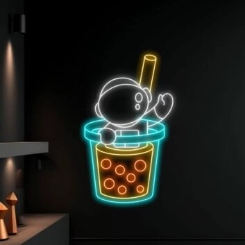 Bubble Tea mit Figur LED-Neonschild für Café