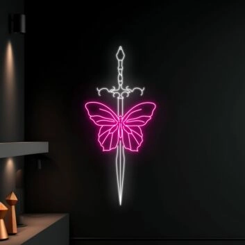 Schmetterling mit Schwert LED-Neonschild Wohnzimmer Studio