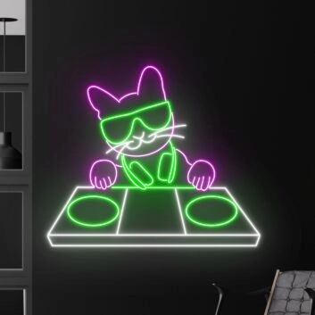 DJ Katze LED-Neonschild für Bar und Club