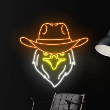 Adlerkopf mit Cowboyhut LED-Neonschild für Bar oder Wohnzimmer