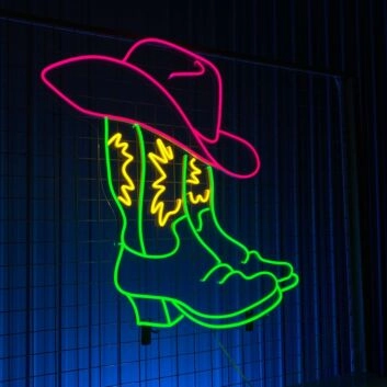 Cowboyhut und Cowboystiefel LED-Neonschild für Bar Club