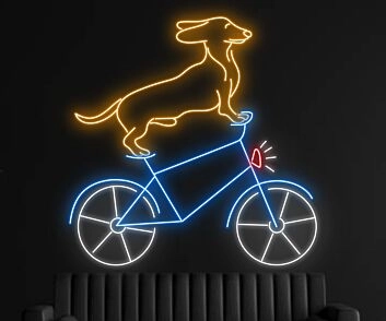 Dackel auf Fahrrad LED-Neonschild Wohnzimmer Cafe