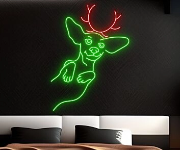 Hund mit Rentiergeweih LED-Neonschild Wohnzimmer Schlafzimmer