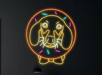 Dackelkopf im Donut LED-Neonschild Wohnzimmer Café