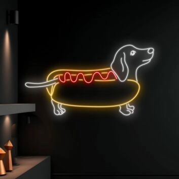 Hotdog mit Dackel LED-Neonschild für Bar und Restaurant