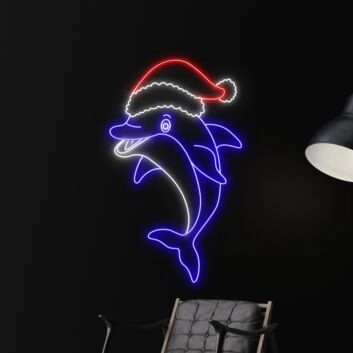 Weihnachtsdelfin LED-Neonschild für Wohnzimmer und Weihnachtsdeko