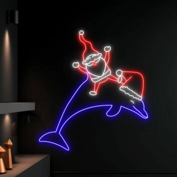 Weihnachtsmann auf Delfin LED-Neonschild Wohnzimmer Weihnachtsdekoration