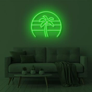 Palme vor Sonnenuntergang LED-Neonschild Wohnzimmer Bar