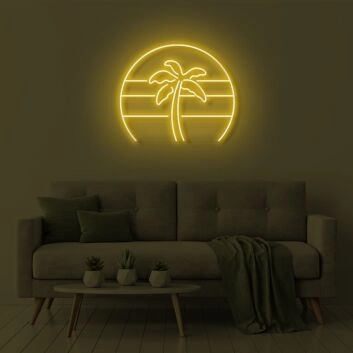 Palme vor Sonnenuntergang LED-Neonschild Wohnzimmer Bar