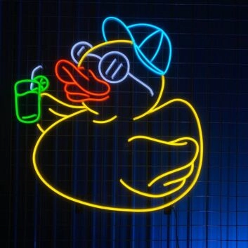 Ente mit Sonnenbrille und Getränk LED-Neonschild für Bar oder Wohnzimmer